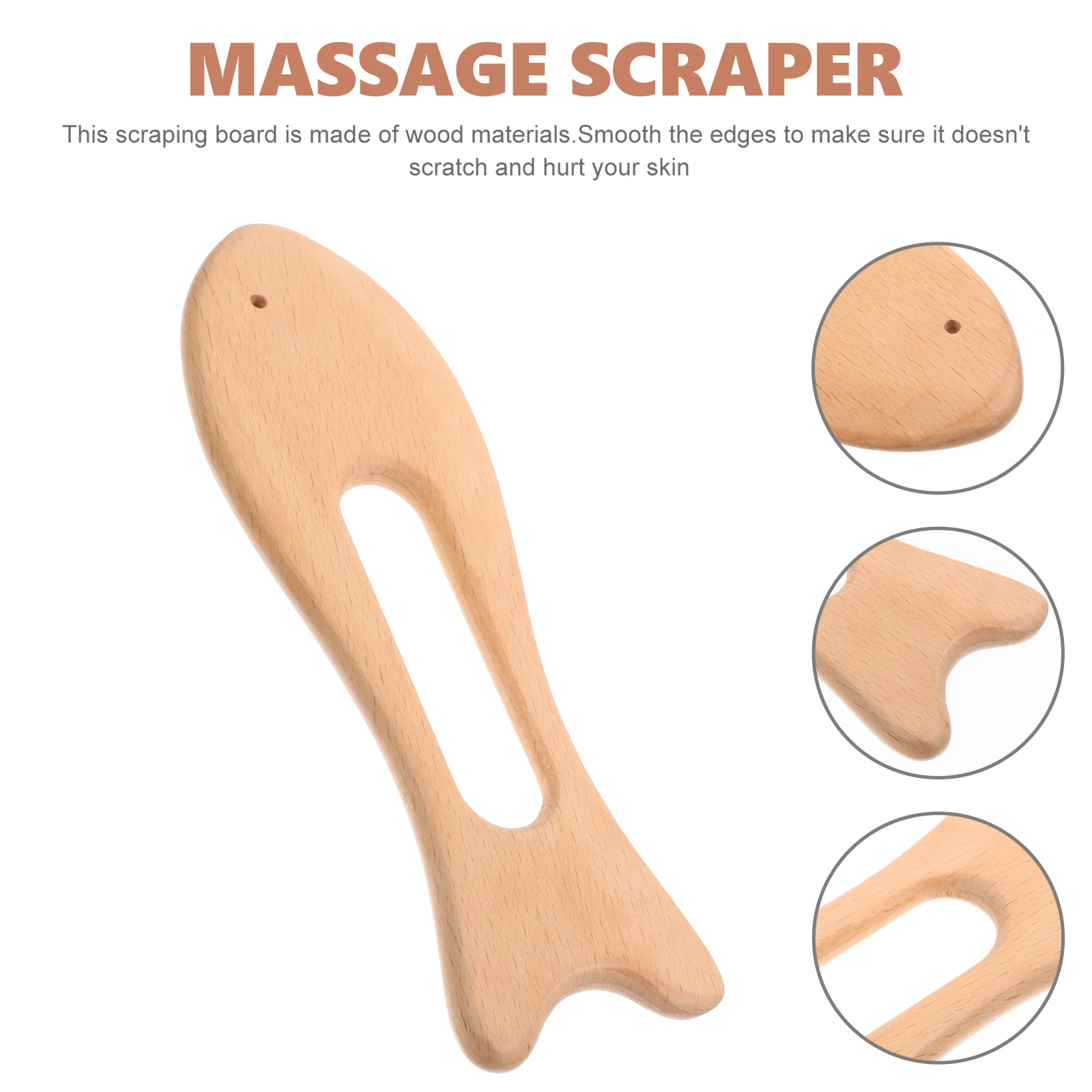 Herramienta de masaje Gua Sha de madera para esculpir el cuerpo Facial, raspador linfático reutilizable con forma de luna resistente al desgaste para cuello, manos y pies