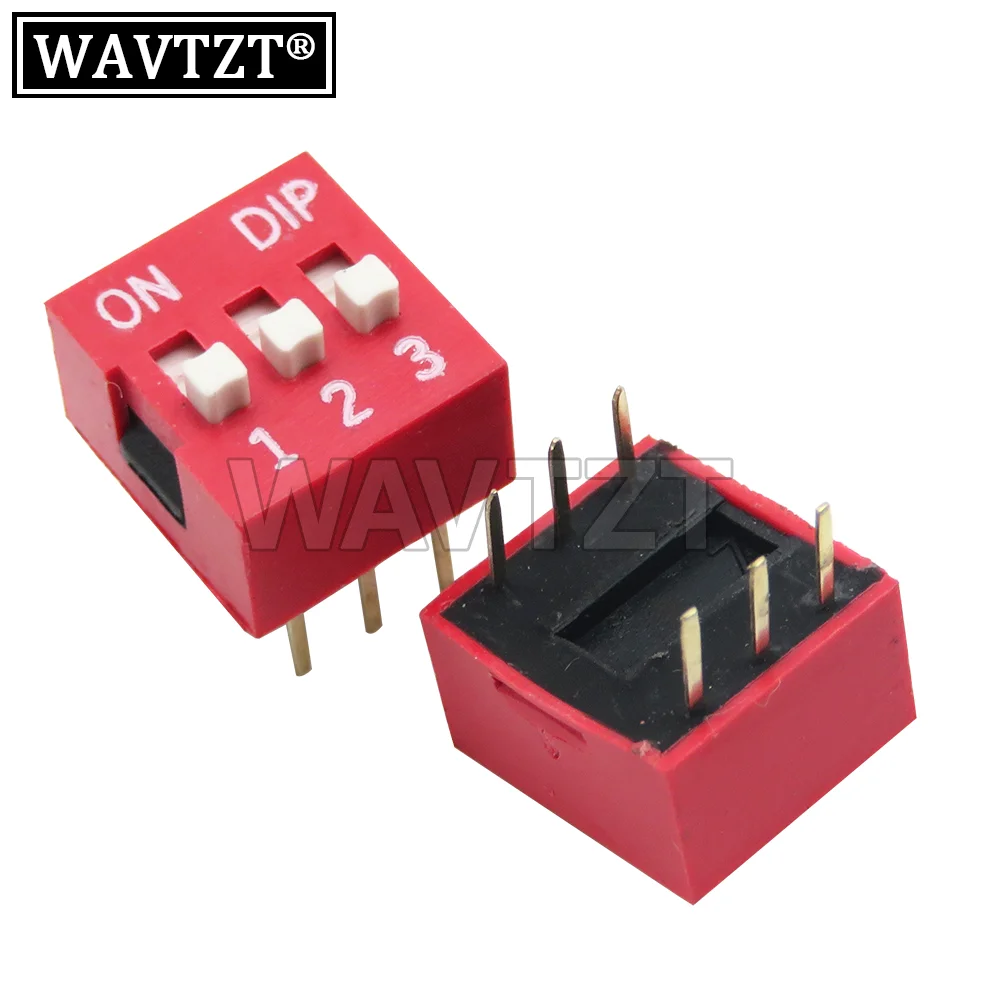 10PCSDIPSlide Type Switch  1 2 3 4 5 6 7 8 9 10 12 Bit 2.54mm Position bidirectional red paddle toggle switch Color quick switch