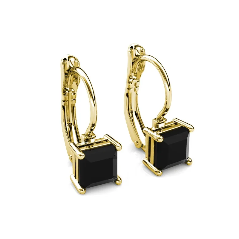 

Daisini серьги-кольца из стерлингового серебра 925 пробы, украшенные черными кристаллами Swarovski для женщин, позолоченные аксессуары