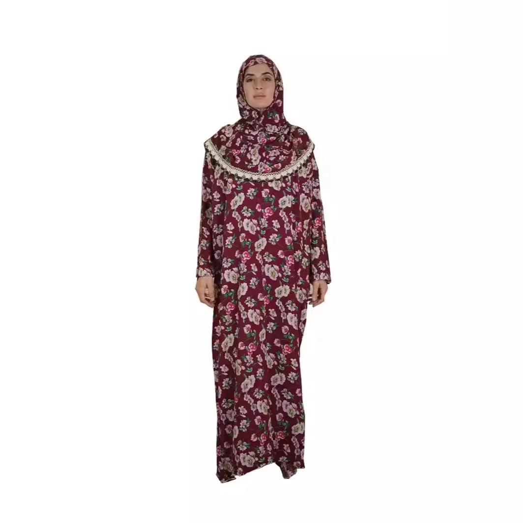 Ramadan Islam Prayer Long Robe Eid Muslim Women Print Vestidos One Piece Scarf Dresses Jalabiya Morocco Kaftan Dubai Abayas