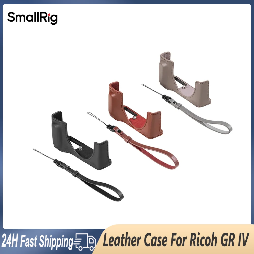 

Кожаный чехол для камеры Smallrig в стиле ретро с ремешком для получехла Ricoh GR IV, мягкая сумка для хранения на плечо, защитный чехол, коричневый/черный