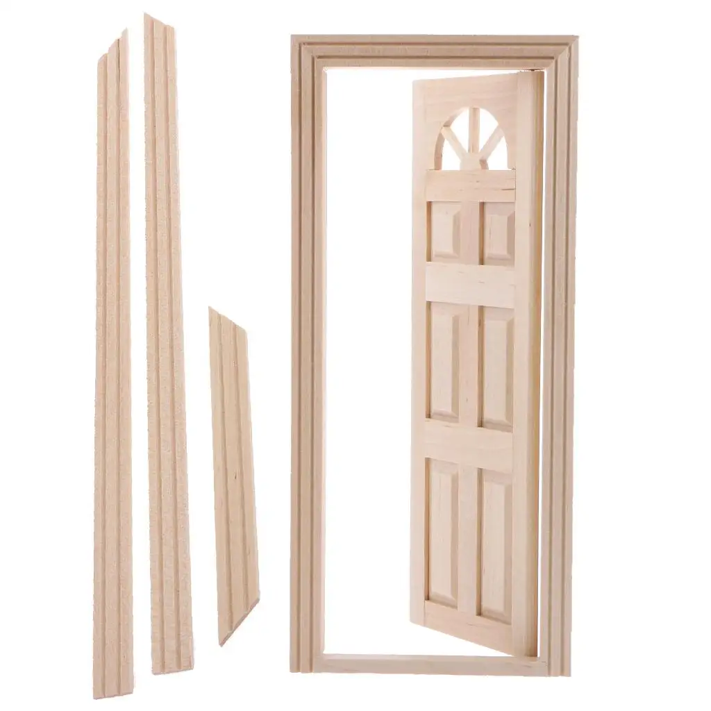 1/12 Dollhouse Miniature Natural Finish window and door W/6-Panel