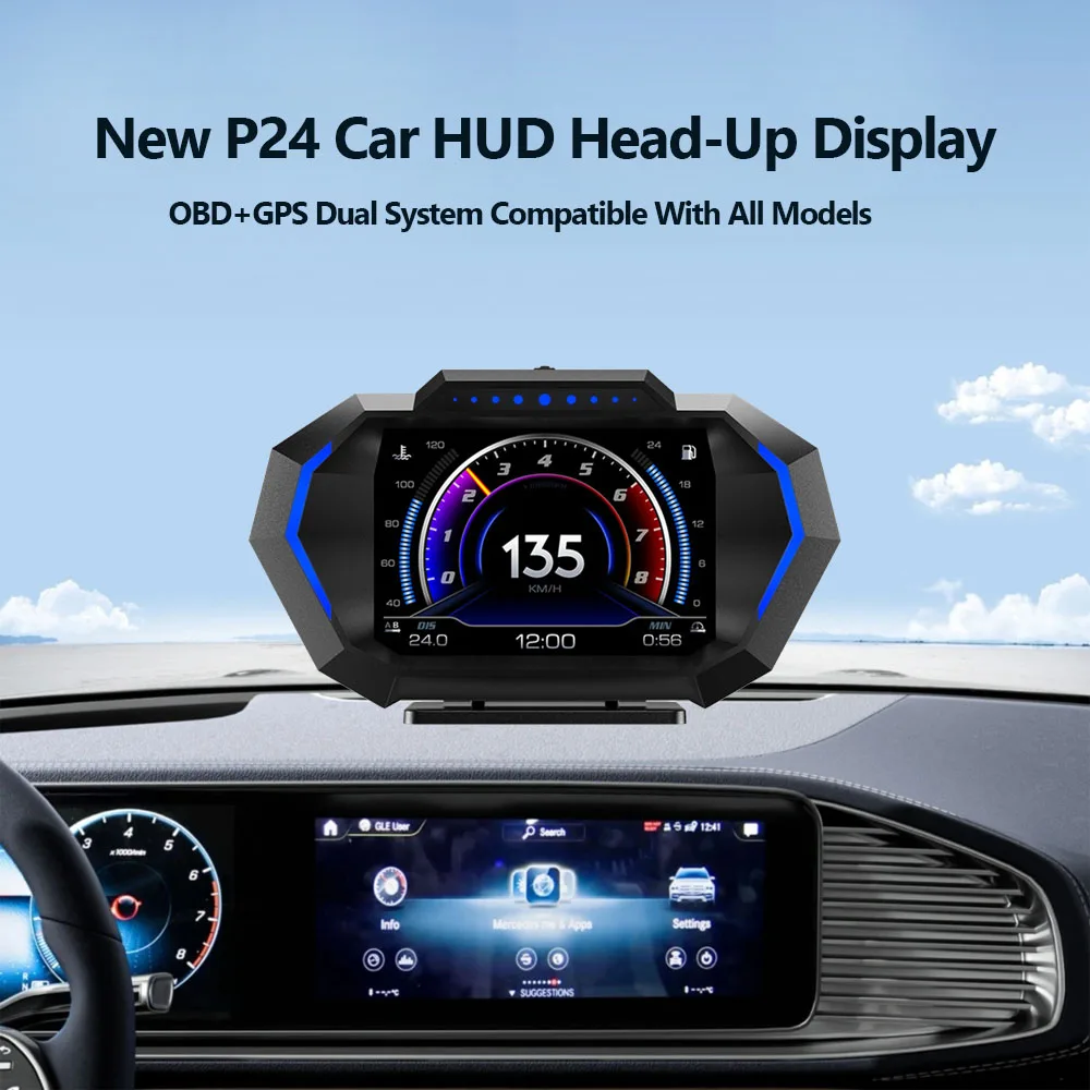 

Automotive HUD Head-Up Display Multifunctional GPS Detector OBD Universal Digital Speed Detector and Slope Meter for Automobiles