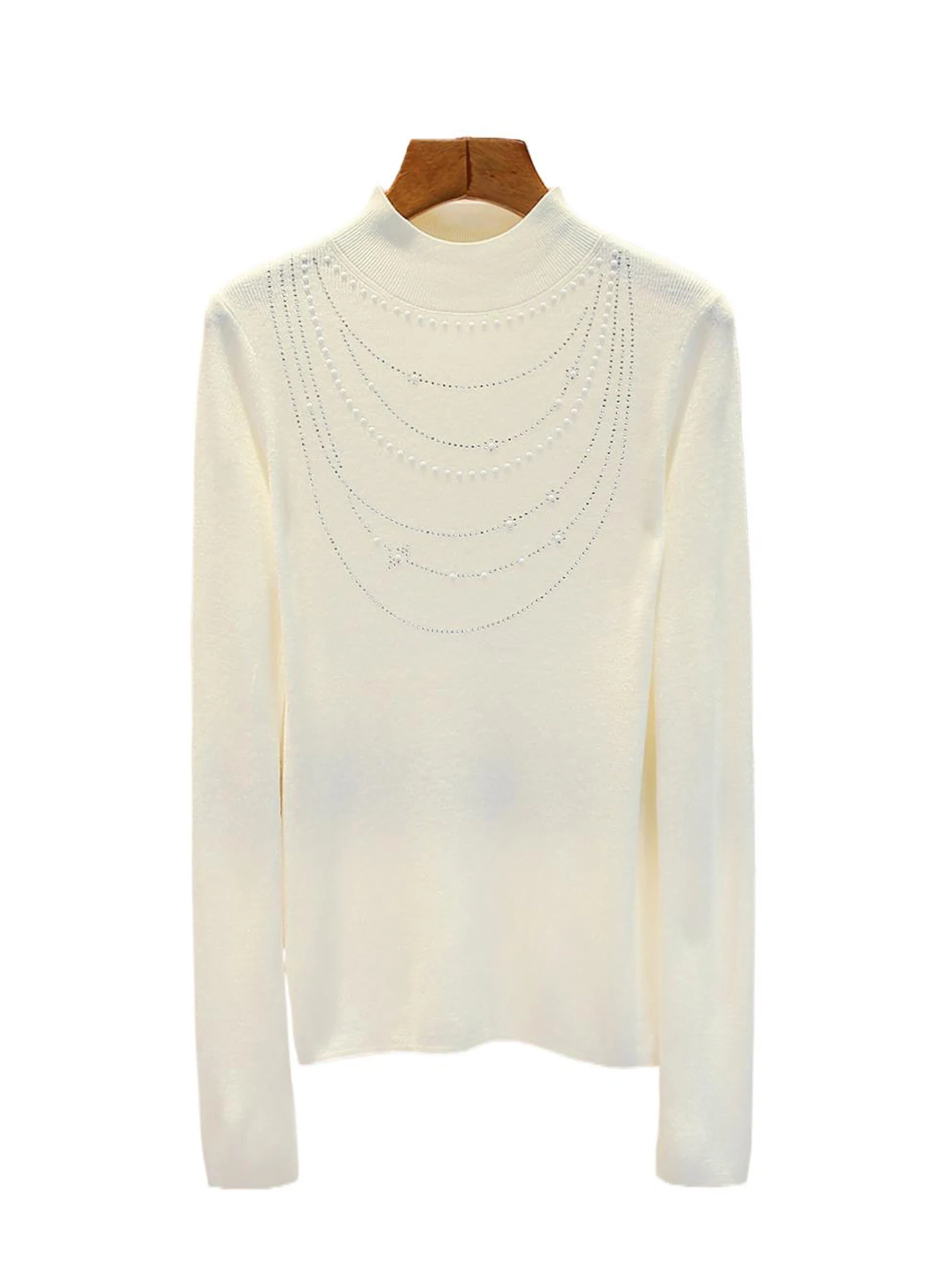 Ele женский облегающий вязаный свитер со стразами, мягкий слэ, осенне-зимний модный женский топ высокого класса