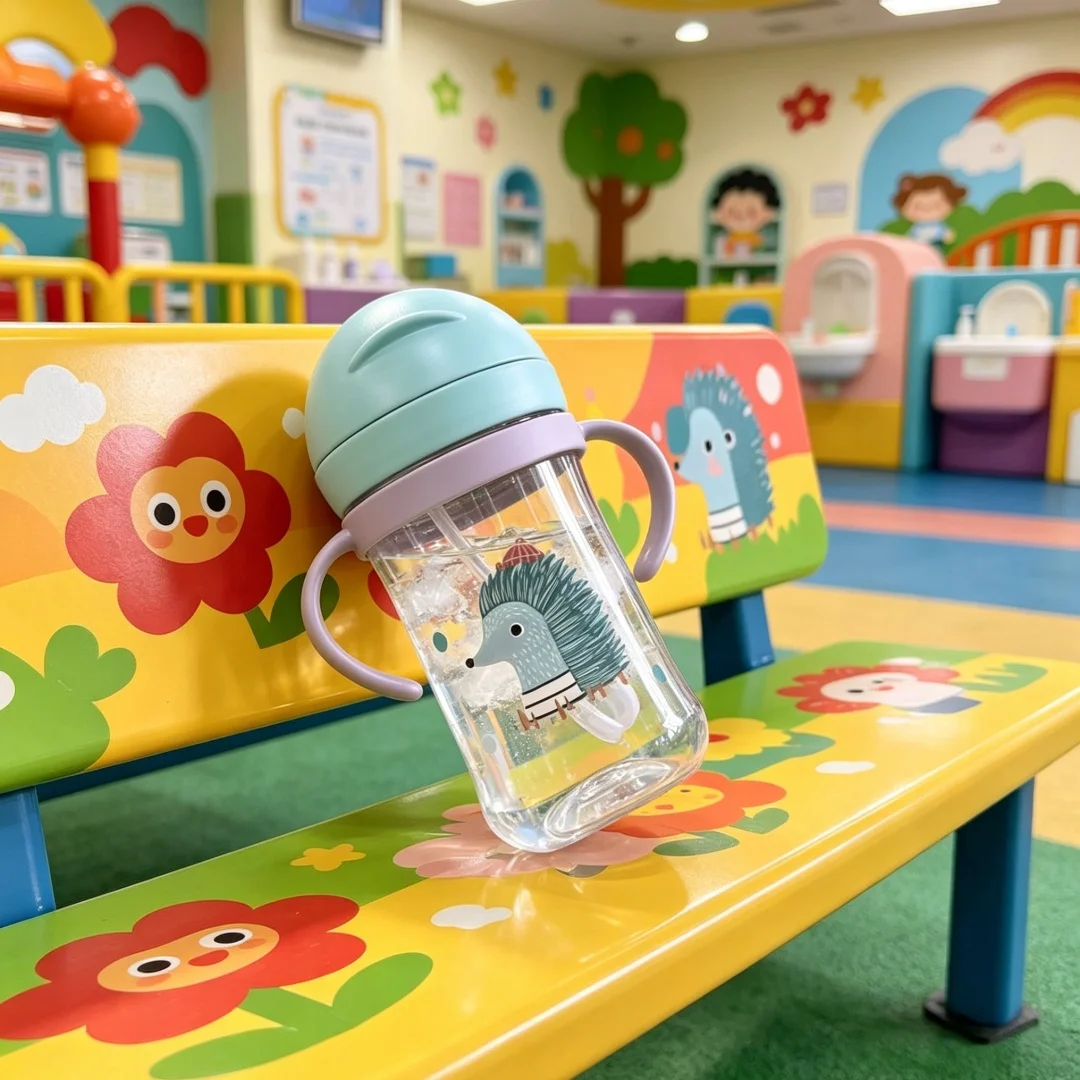 350ml Cute Cartoon Anti-Choking Handle Cup Gravity Cup Milk Cup Animal Wide Caliber Water Ball Drinking Water Bottle Baby