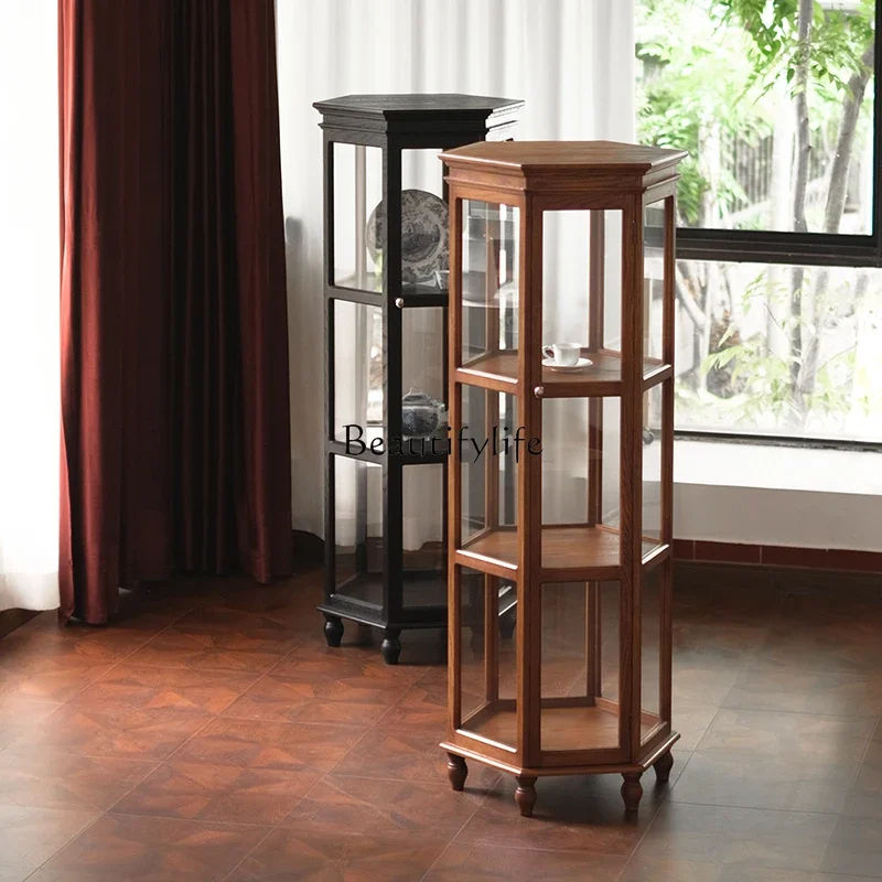 

12French Retro Transparent Glass Display Cabinet for Home Jewelry Display Island Cabinet