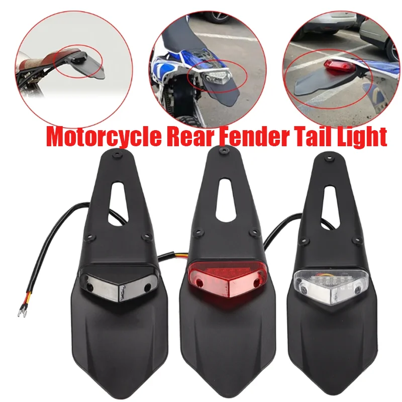 

Задний фонарь заднего крыла мотоцикла, велосипед для грязи, 12 В, светодиодный задний фонарь, стоп-сигнал, лампа номерного знака для трейл-супермото, мотокросса, эндуро