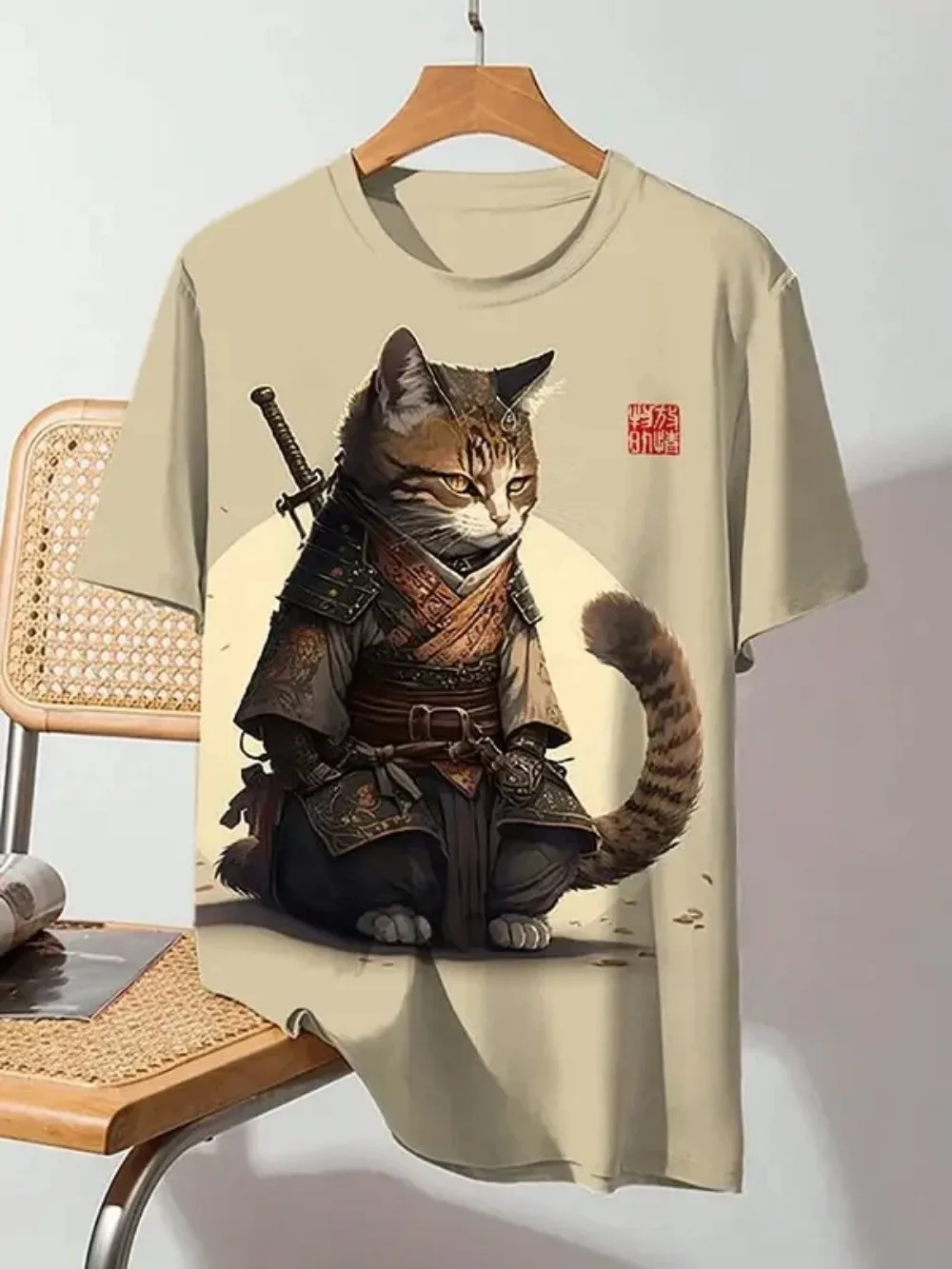 Japanese Art Style Summer 3D Printed Large-sized Men's T-shirt Is Loose and Comfortable Suitable for Daily Wear