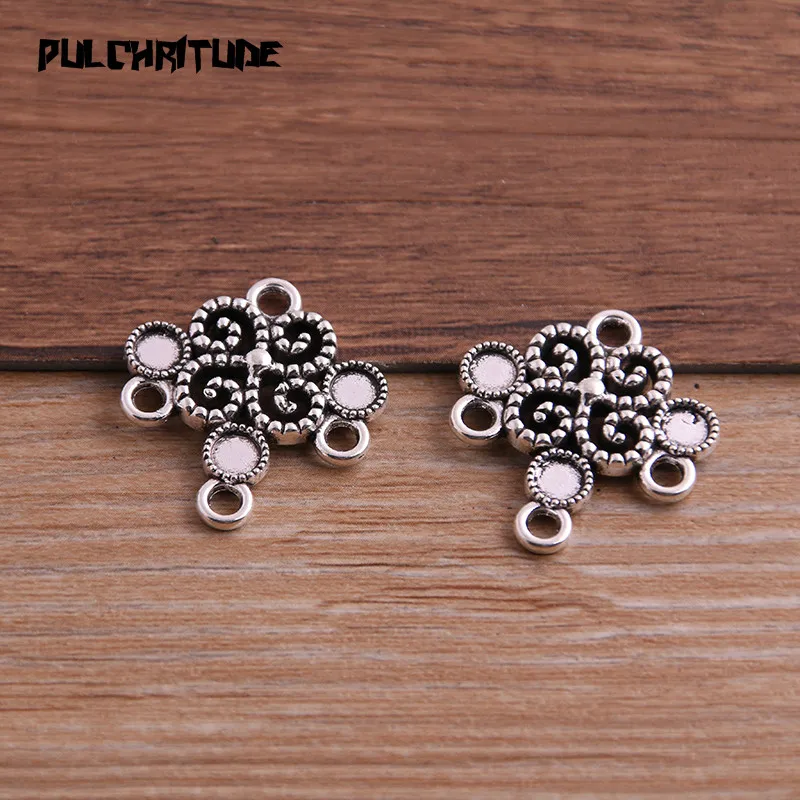 8pcs 23*26mm Two Color Zinc Alloy Necklace Charm Jewelry DIY Hollow Flower Connector Pendant Necklace