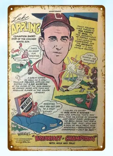 1947 Wheaties LUKE APPLING metal tin sign