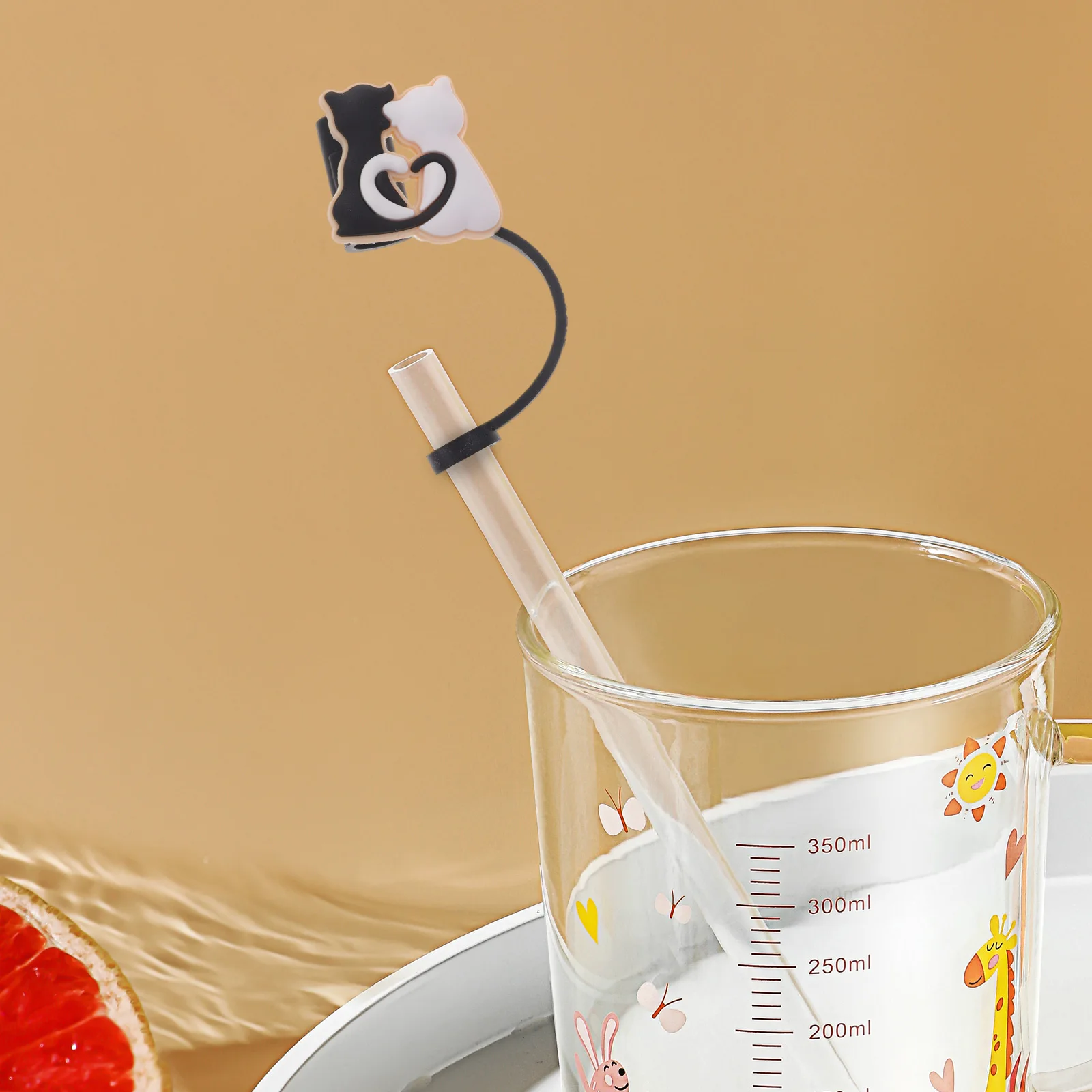 

10 Pcs Straw Caps Silica Gel Animal Cartoon Reusable Drinking Straw Covers Dust Plug Protector for Party Picnic Bar Accessories