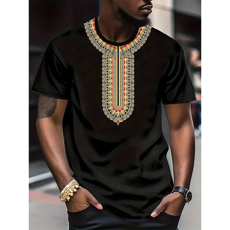 African Ethnic Style T-Shirts Tribal Dashiki 3D Print Men's Women Short Sleeve T Shirt Oversized Harajuku Y2k Tops Tees Clothing