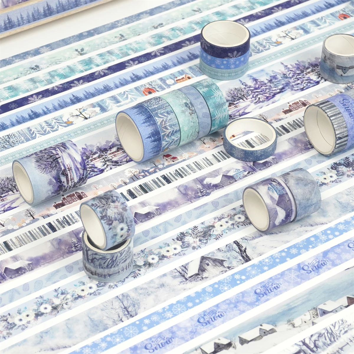 75 ピース/セット、クリスマス雪景色と和紙テープセット、テープと紙カードの組み合わせデザイン、クリスマスの日のシリーズ装飾