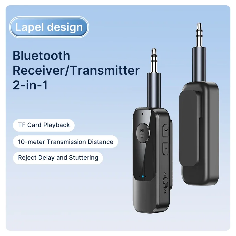 Receptor de Audio para Auto, Auriculares Aux, Manos Libres 2 en 1, Receptor Bluetooth 5.3, Transmisor Adaptador Inalámbrico, Conector TF de 3.5mm