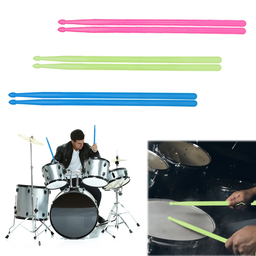 5A Luminous Drum Stick Wear Resist Fluorescent Drum Stick Reusable Light Up Drum Sticks for Stage Performance Tool