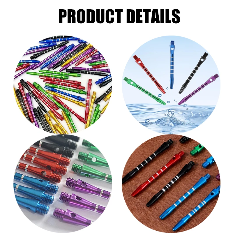 

2BA Dart Shafts 53mm Colored Engraved Aluminum Alloy Metal Dart Rods with Even Grooves 6/12/18PCs Professional Dart Accessories