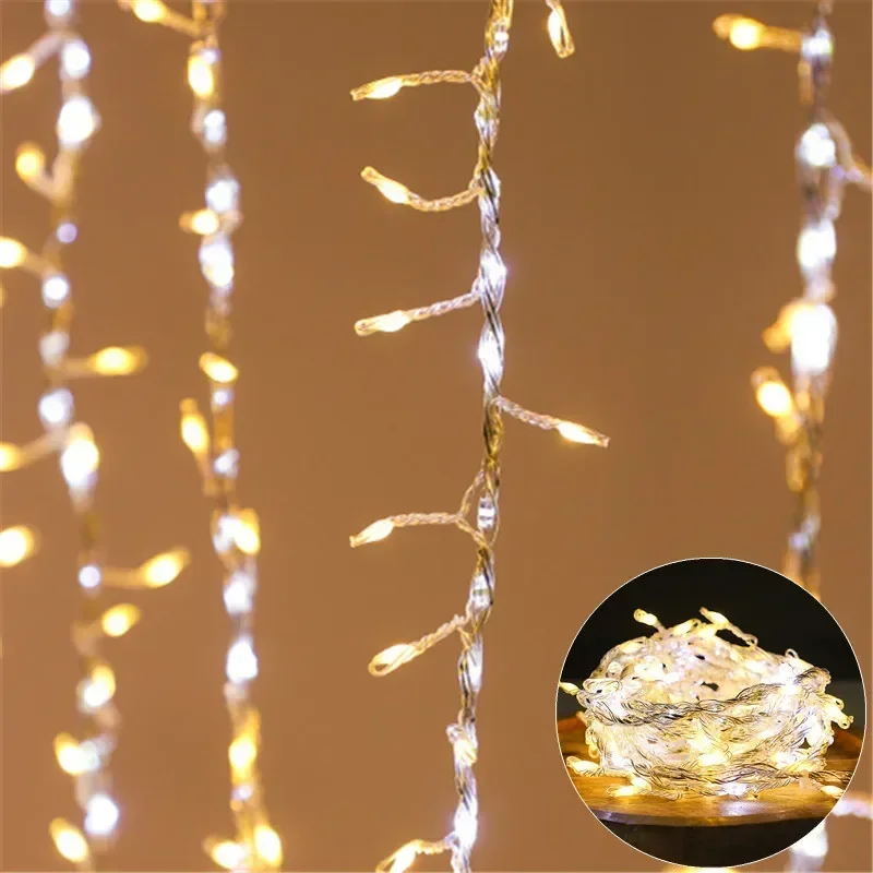 

2.5M LED Twinkle Firecracker String Light Outdoor Waterproof Waterfall Fairy Lights for Courtyard Garden Christmas Decoration