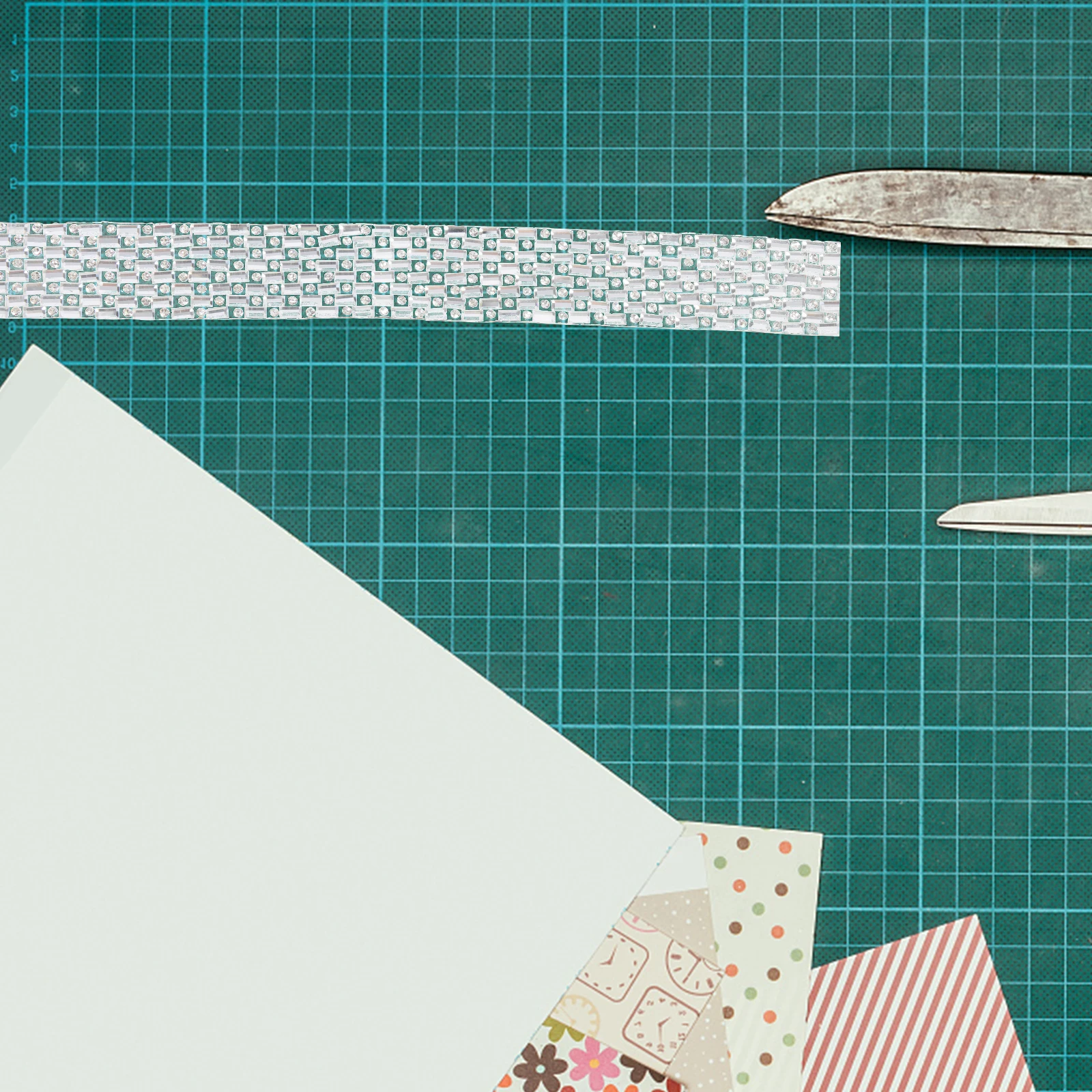 

5 Rows 2cm Wide Black White Square Rhinestones Self Adhesive Heat Fusible Trim Craft Materials Bling Ribbon Cuttable Sewable