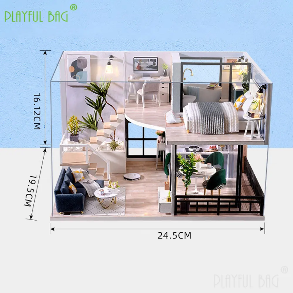 DIY Cabine Comfortabele Tijd Creatieve Handgemaakte Gemonteerd Villa Model Kinderen Speelgoed Leuke Kerstcadeaus Houten Mini Poppenhuis UG357