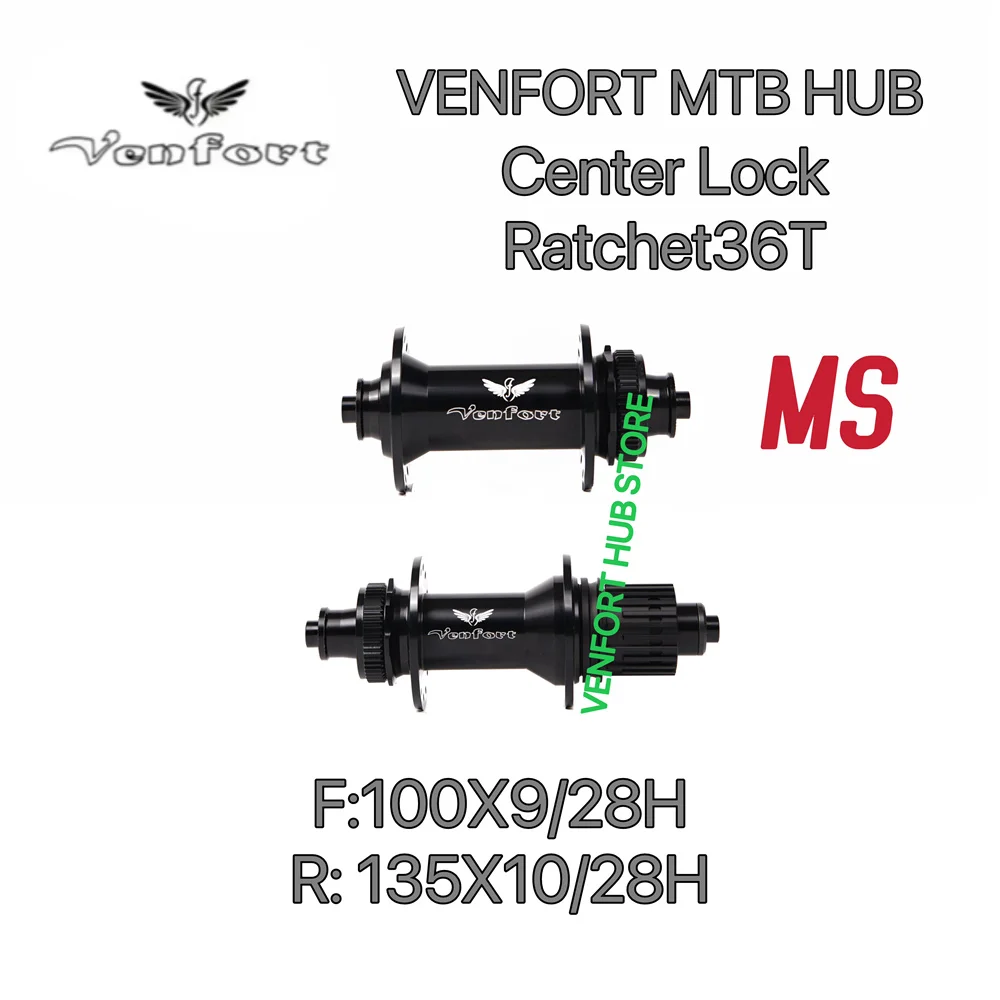 VENFORT 36T Ratchet  2024 NEW Black Bicycle Hub 28H/32H BOOST Thru Axle/Quick Release Version MTB Bike R135X10 F142x12 R148X12