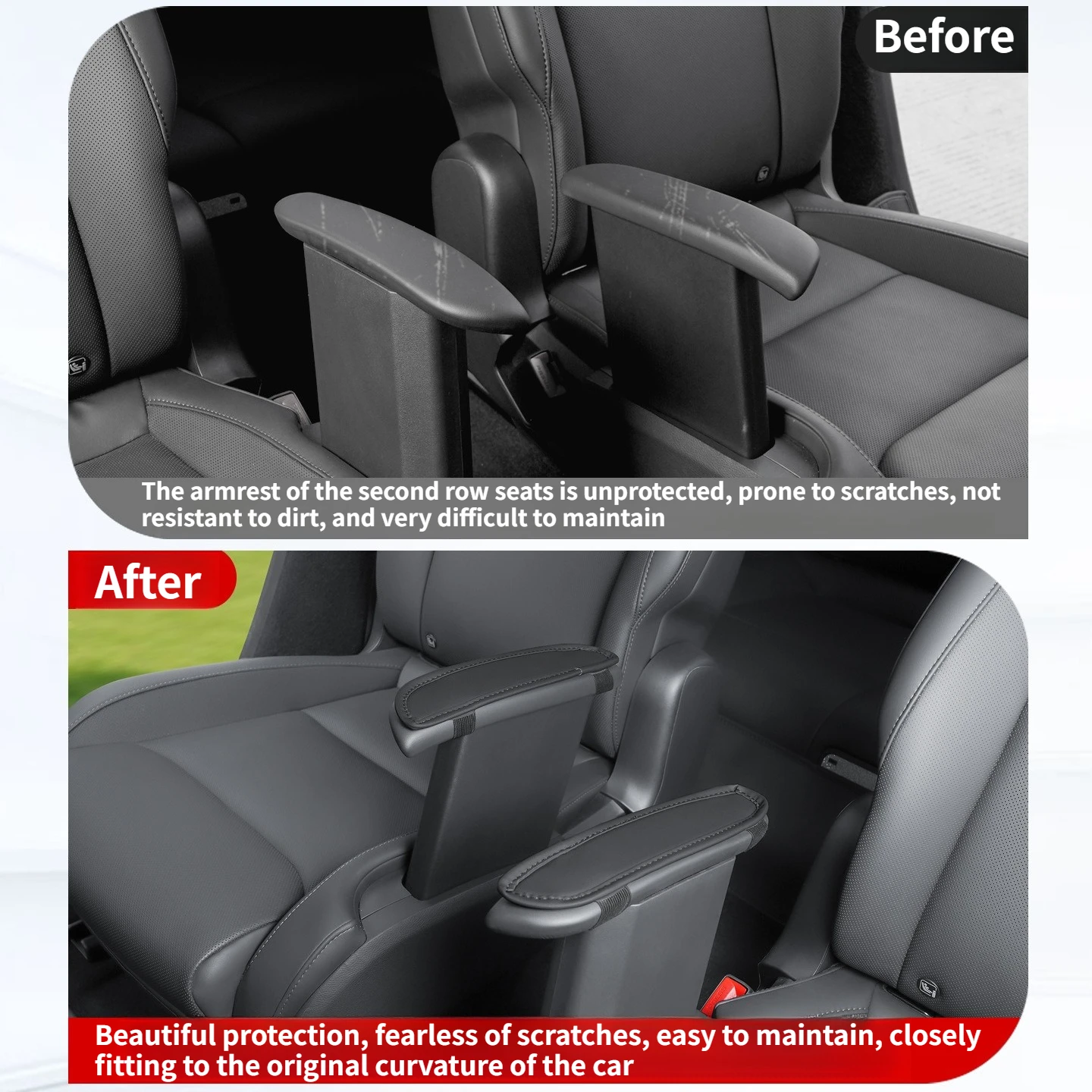 Second Row Armrest Cover for Tesla Model Y L 2026 LWB Rear Passenger Seat Arm Rest PU Leather Cap Refurbish Protector 1 Pair