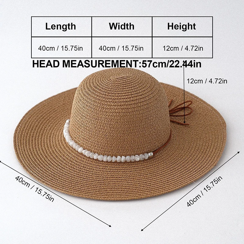 Fashion String Beads Straw Hat Women 2026 Outdoor Vacation Beach Sun Hats Woman Size 56-58cm Block Sunlight Summer Hats Female
