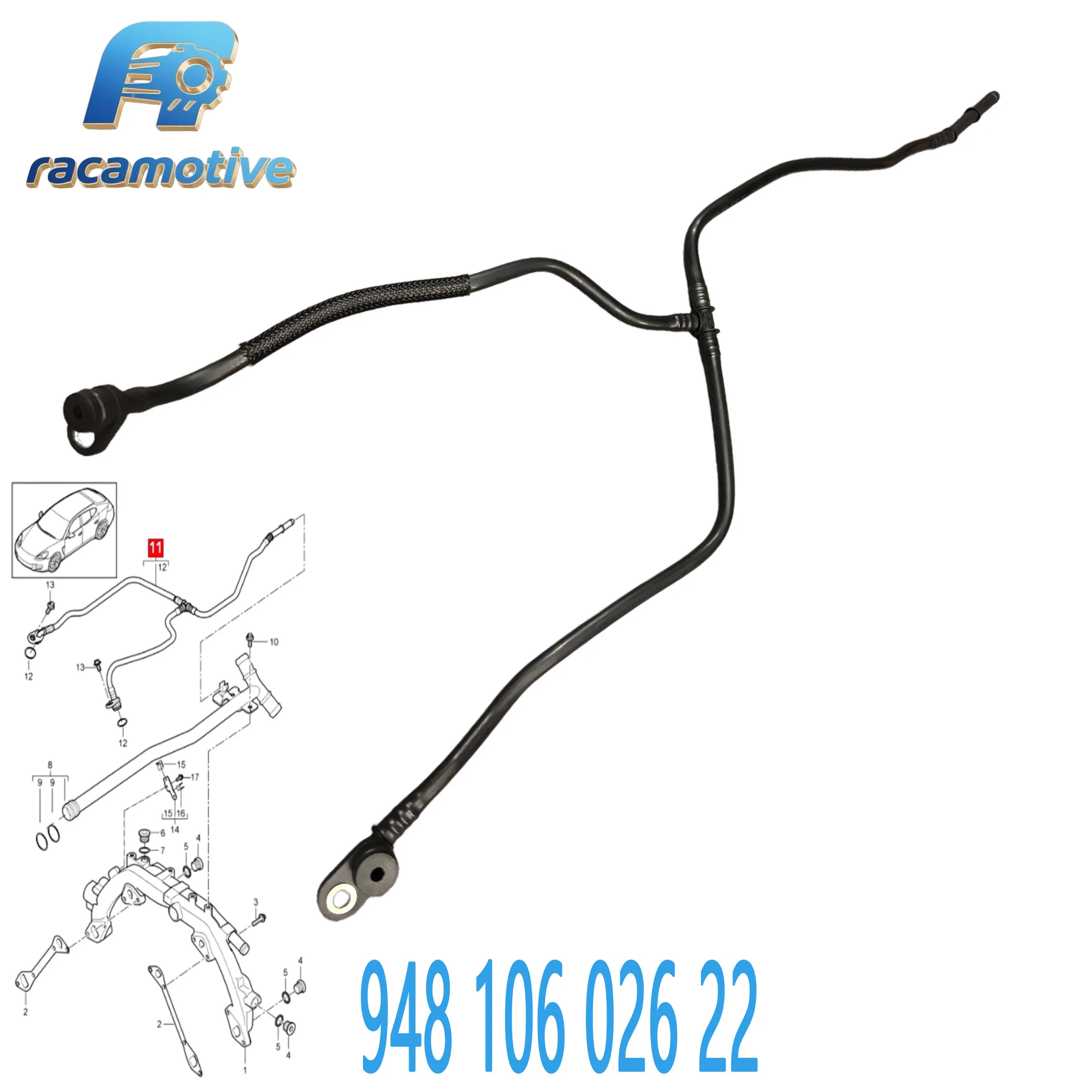 

94810602622 Suitable for Porsche Cayenne (92A) 2011-2017, Panamera (970) 2010-2016 radiator hose exhaust pipe 948 106 026 22.
