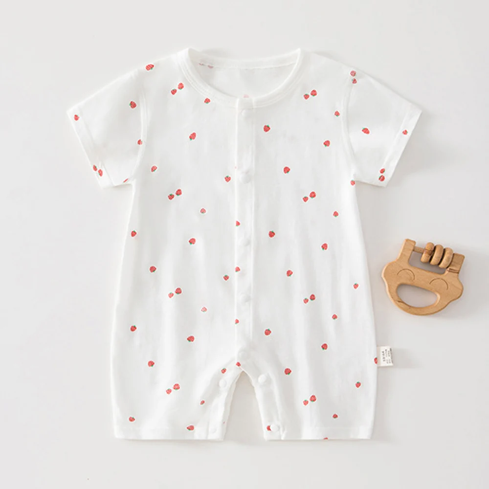 

Летний комбинезон для новорожденных девочек и мальчиков, 100% хлопок, с цветочным и овощным принтом, тонкий