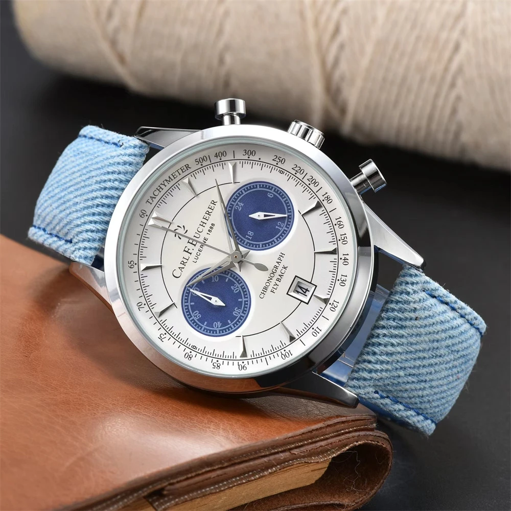 Carl f. Bucherer manero flyback stoff armband quarz werk uhr für männer versand kostenfrei armband schmuck reloj hombre relogio