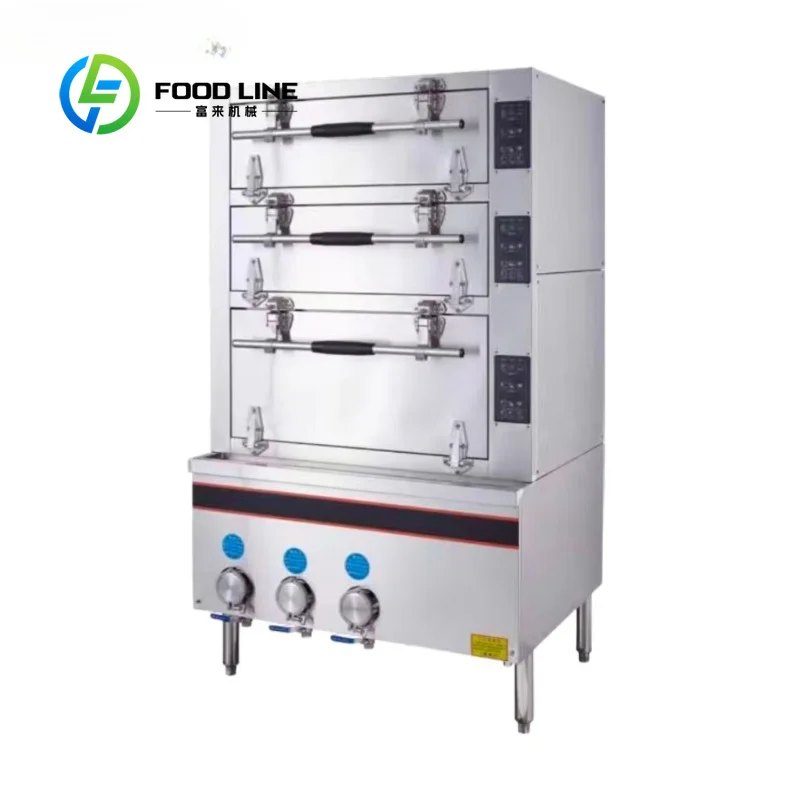 Customize Digital Control 3 Door Separate Stainless Steel Steam Cabinet No Flavor Mixing Multi-function Electric Seafood Steamer