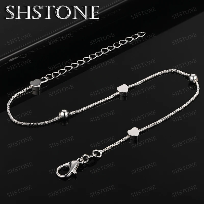 Fashion 925 Sterling Silver Heart Bead Chain Snake Chain Braided Mesh Bracelets Women Quality Jewelry Accessories Birthday Party