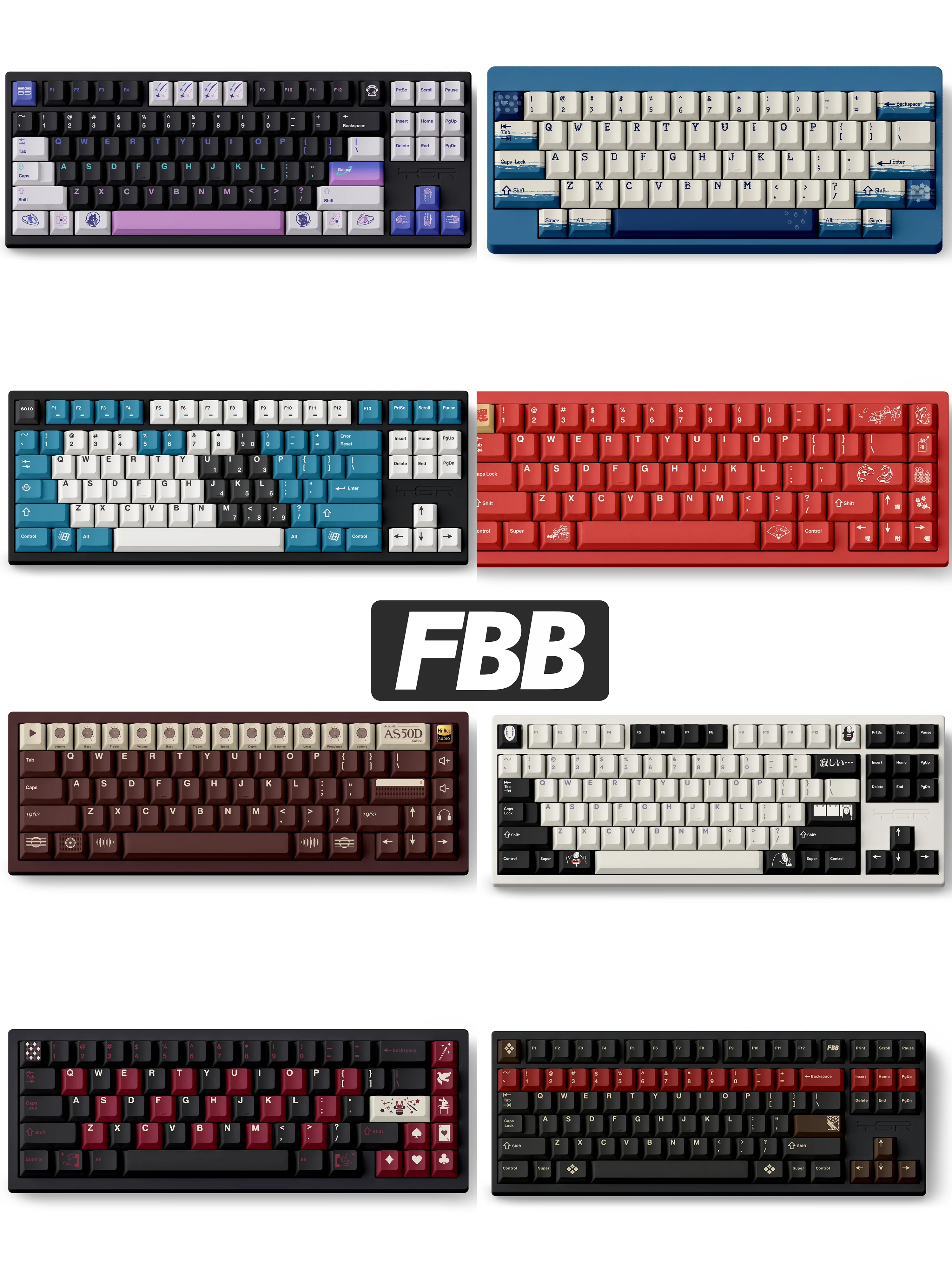 

Колпачки для клавиш FBB для механической клавиатуры Cherry Profile PBT DYE-SUB, толщина 1,7 мм