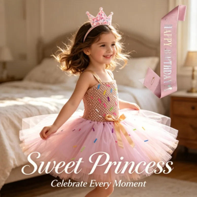 Children's Day Outfits, Luminous Tulle Princess Dresses, Fluffy Sheer Performance Skirts for Infants and Young Girls for Holiday
