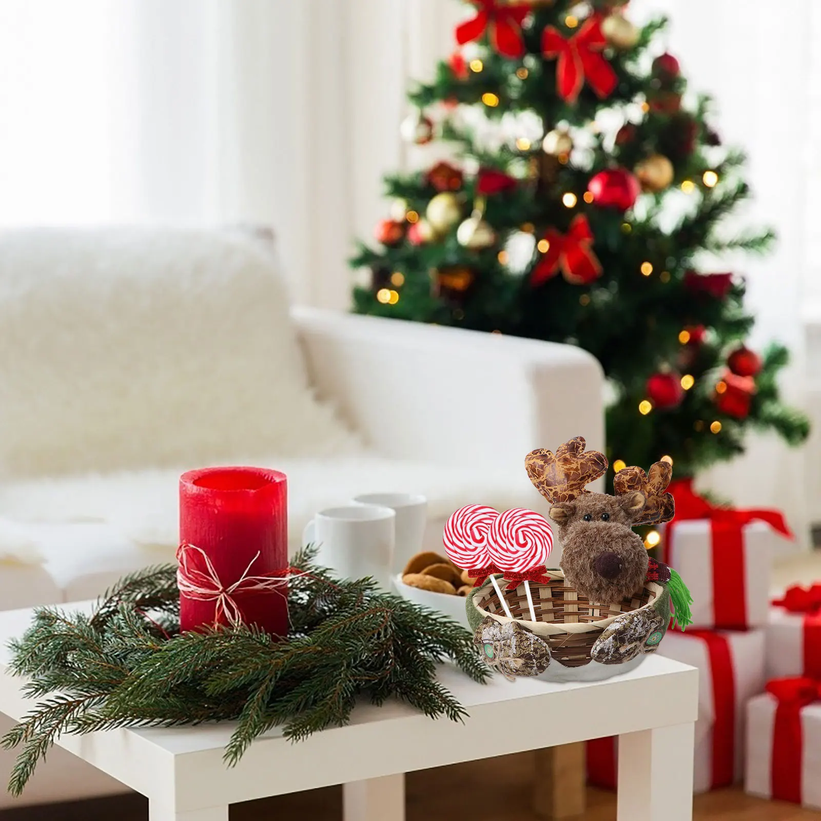 

Elk Candy Basket Christmas Gifts Storage Holder Ornament Xmas Decorations