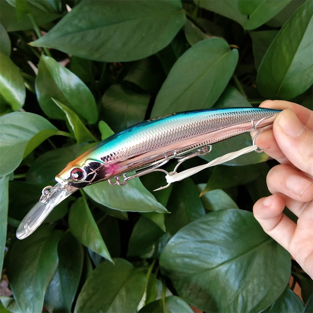 Noeby 3 stücke 11 cm 36g NEUE Farbe Sinking 0,2-3 m Minnow Angeln Köder Lange Casting große Forelle Seebarsch Salzwasser Harten Köder Wobbler – Detail 9