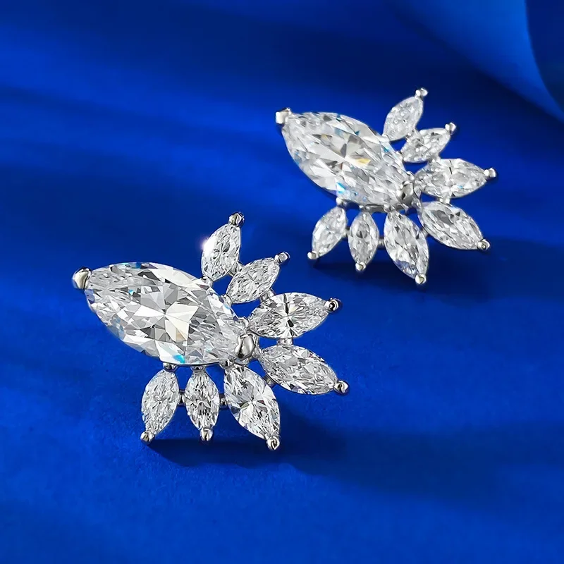 

New S925 silver new style horse eye earrings fashionable commuting style inlaid earrings European and American Jewelry