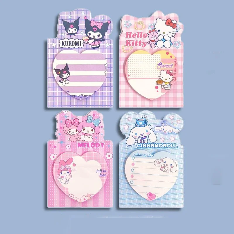 

24pcs/lot Sanrio Kuromi Melody Cinnamoroll Kitty Memo Pad Creative N Times Stationery Label Notepad Bookmark Post School Supply