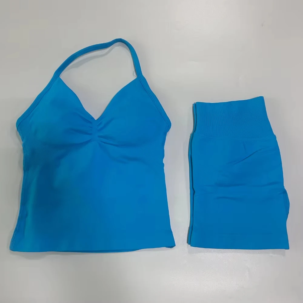 Women's Longline Strappy Seamless Yoga Tank Top Ruched Backless Sleeveless Workout Shirt with Built-in Bra for Fitness Gym