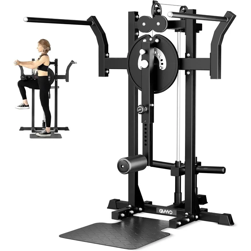 Máquina abutora de quadril múltipla, condutor de quadril de pé ajustável com 9 configurações de altura, placa de capacidade de 450 libras carregada