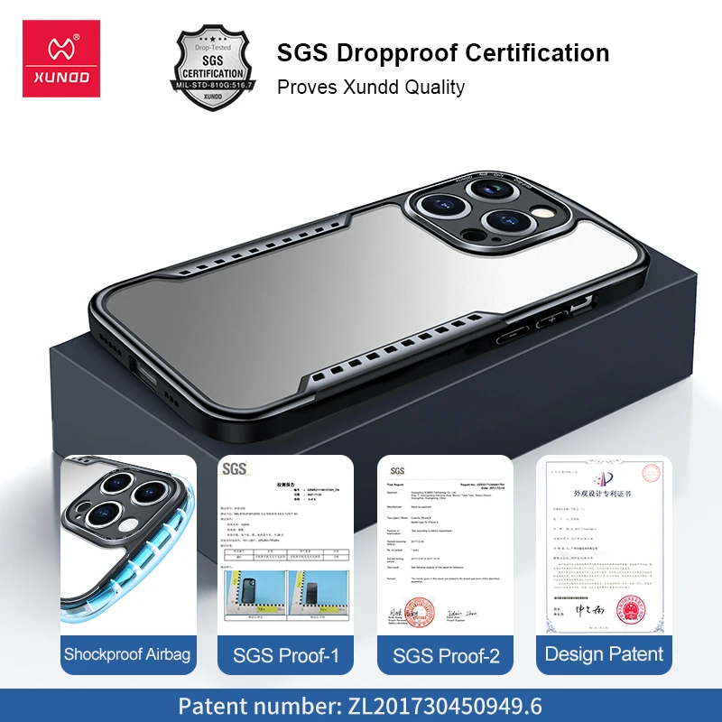 Xundd For iPhone 15 Pro Max Case For iPhone 15 Pro 15 Plus Airbag Shockproof Back Stripe Clear Shell with Heat Dissipation Vent