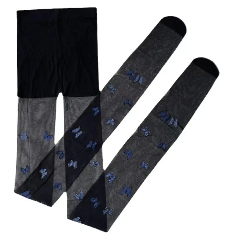 Gothic Damen Lolita Leggings mit Lochmuster, Retro Mädchen Strümpfe, Japanische Spitzenstrumpfhose mit Blumenmuster, Schwarze Strumpfhose – Detail 14