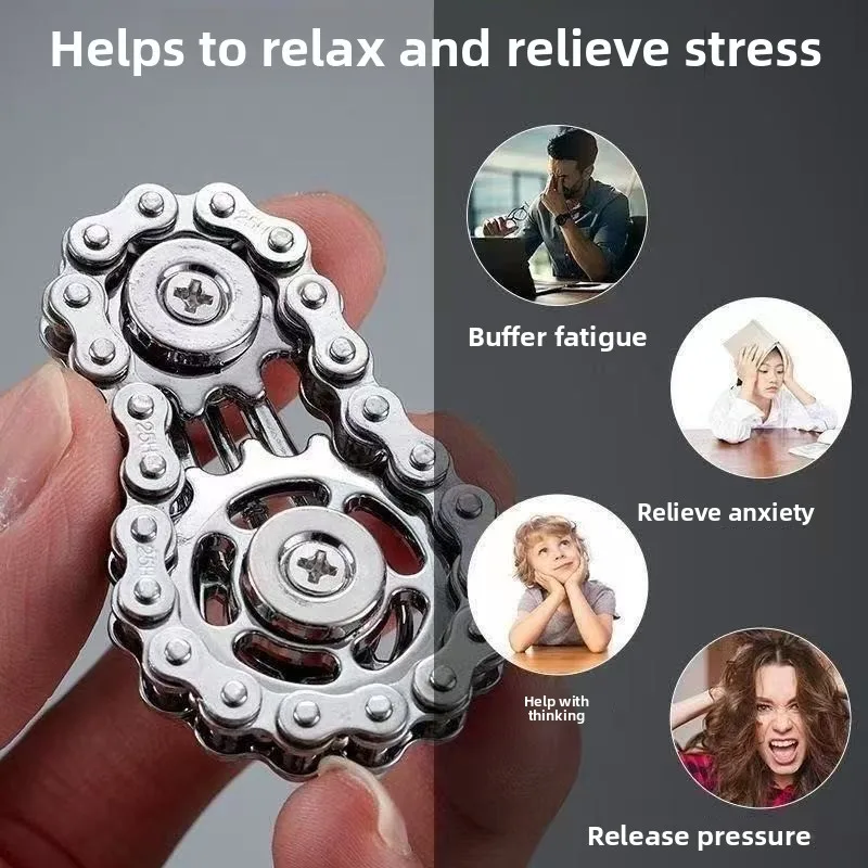 Volant d'inertie mécanique à dents de chaîne, Fidget Spinner, anti-stress, anxiété, chaînes de vélo en métal, Spinner, jouets EDC pour enfants et adultes, jouet à main