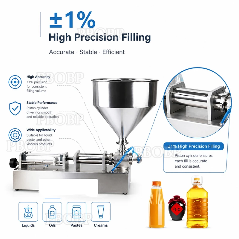 PBOBP Pneumatic Liquid Paste Filling Machine 5-50ml Manual Nail Polish Shampoo Cosmetic Oil Filler