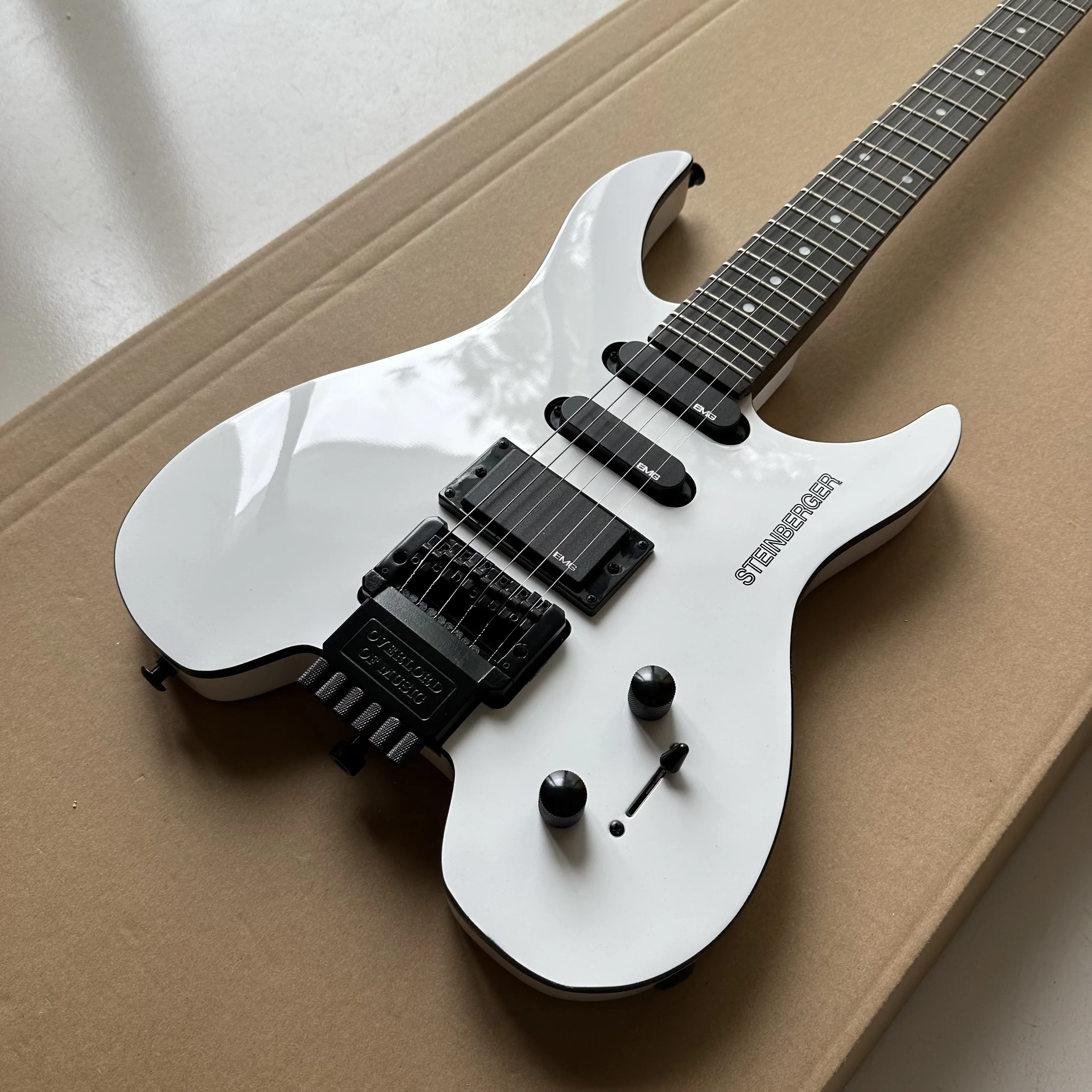 Guitarra eléctrica versión Headless Steinberg, cuerpo de caoba blanca, puente Floyd Rose Tremolo, guitarra de 6 cuerdas