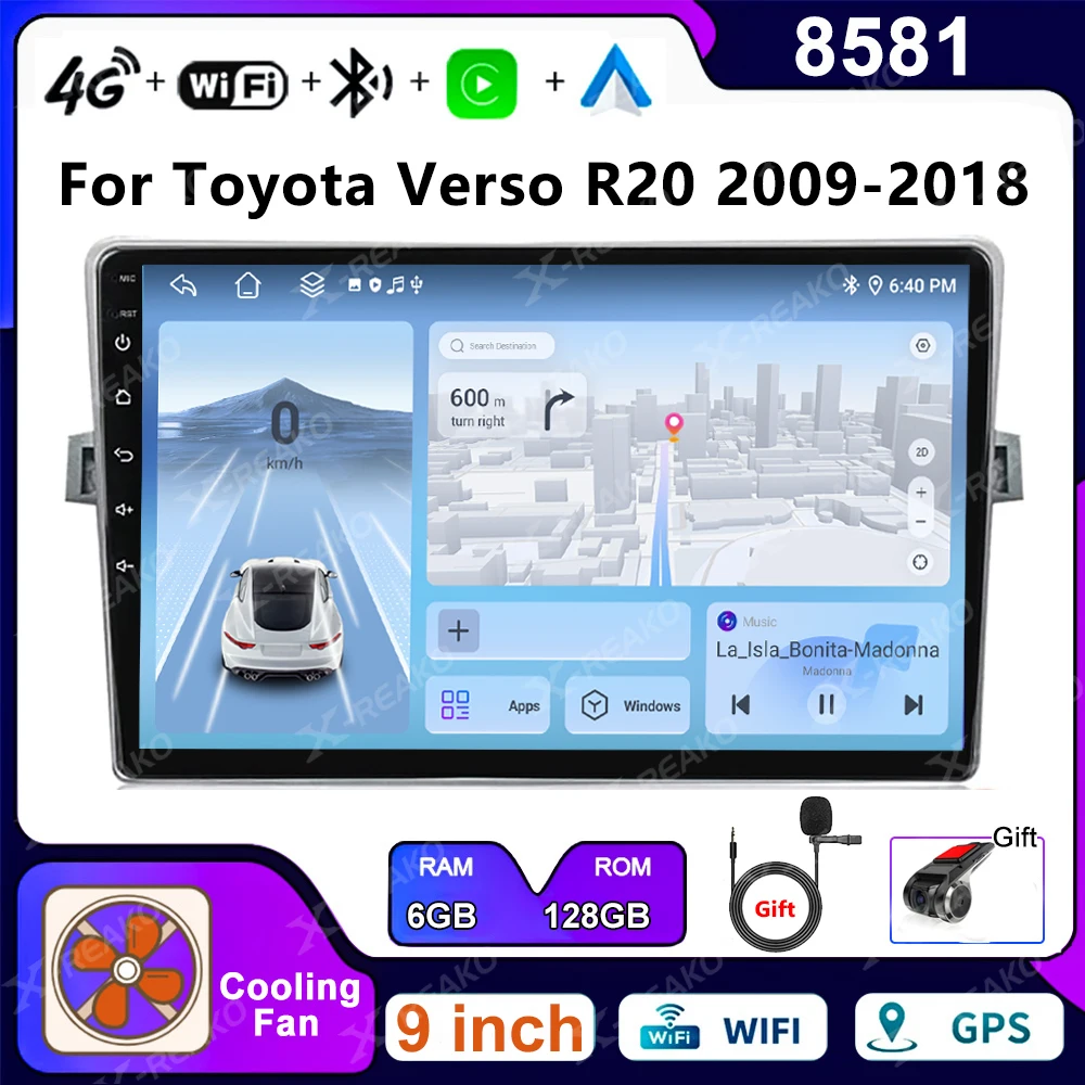 

Магнитола на Android 13 для Toyota Verso R20 2009-2018, мультимедийный проигрыватель, стерео, 2DIN, аудио, Android, Wi-Fi + 4G