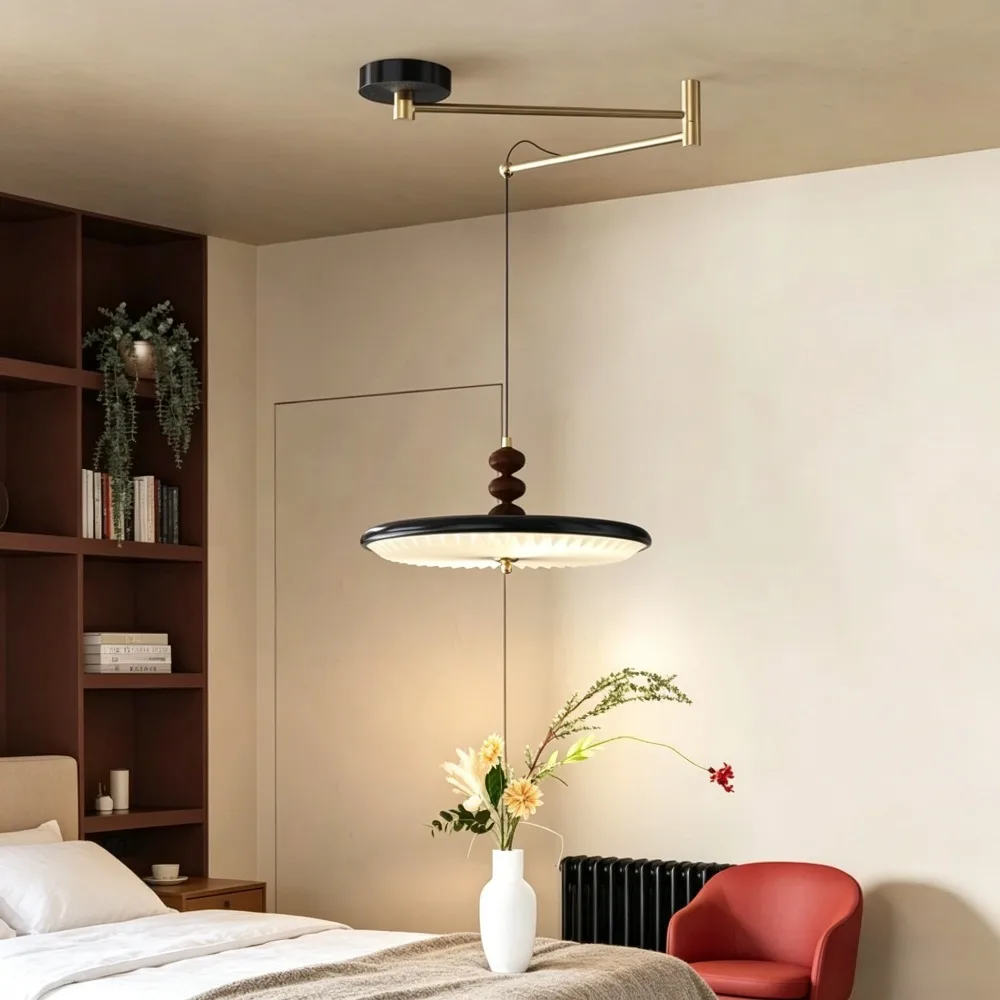 Medieval Wabi Sabi Pendant Lights Walnut Hanging Lamp for Living Dining Room Bedroom Minimalist Home