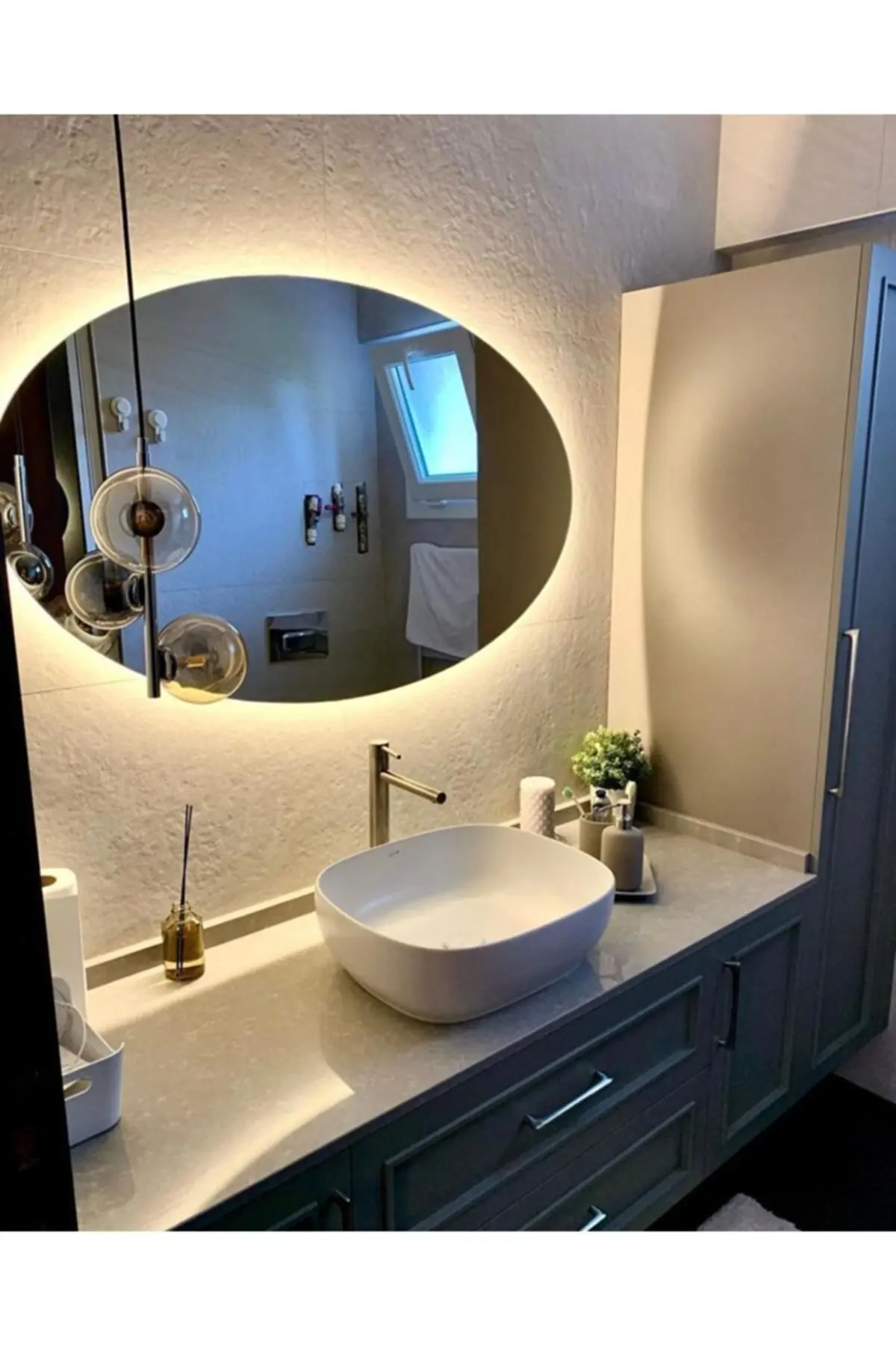 

60X40 Cm Daylight Led Ellipse Bathroom Mirror / Vanity Mirror / Vanity Mirror / With Socket 2022 Season