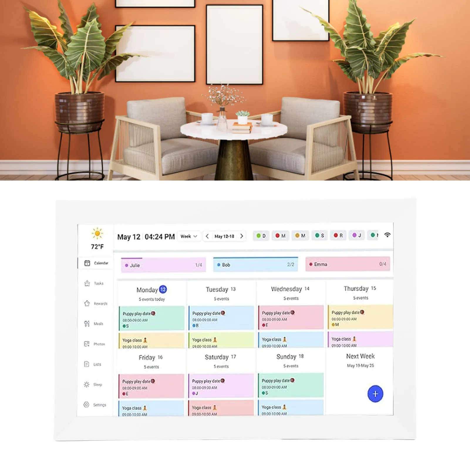 تقويم رقمي ذكي مقاس 15.6 بوصة، مخطط حائط WiFi مع شاشة تعمل باللمس والتحكم في التطبيق، مزامنة 32 جيجابايت لإدارة مخطط المهام العائلي