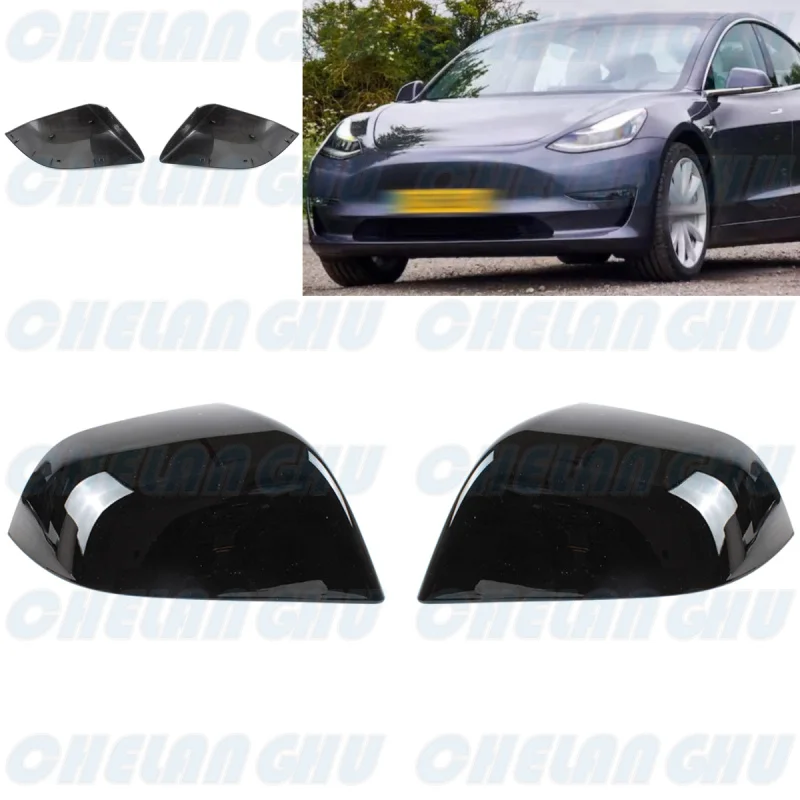 

1 Pair black painted Rear Mirror Housing Cover Cap for Tesla Model 3 2017 2018 2019 2020 car accessories