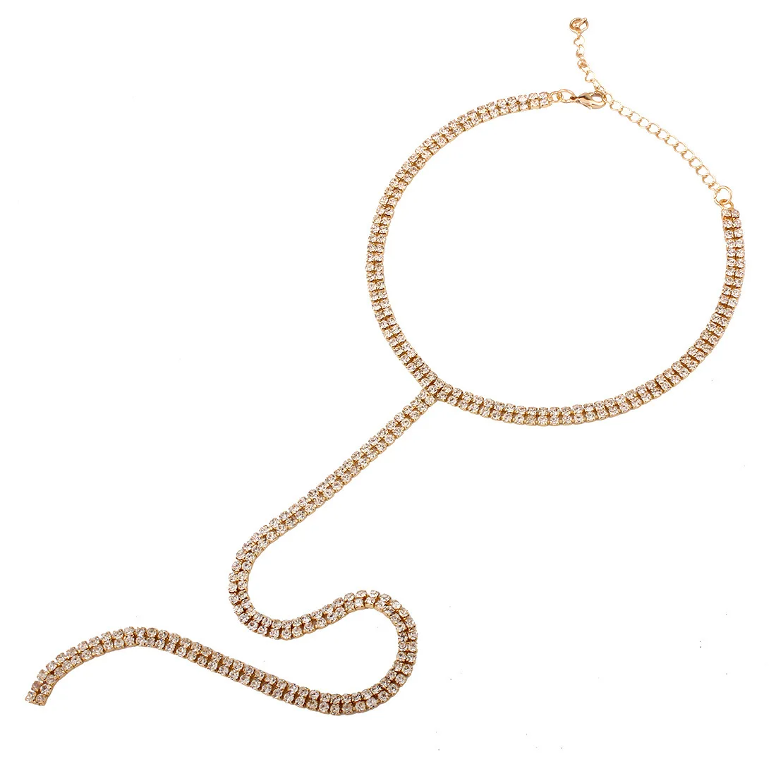 XZ12571 European and American luxury sexy full diamond sexy deep V-neck jewelry fringed necklace necklace necklace